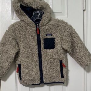 Patagonia Cream Fleece Jacket with Navy Accents